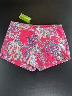 Lilly Pulitzer Sz 4 Adie Shorts Capri Pink Samba 4" Inseam Vintage Dobby Fabric
